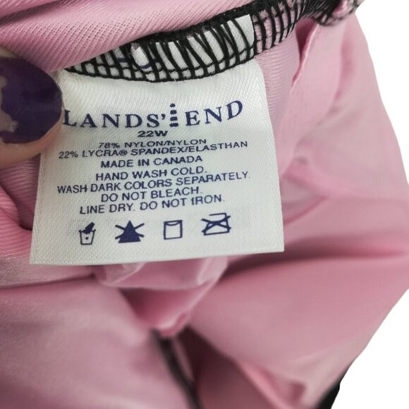 Lands End Black Slimming One Piece Tank Swimsuit Size 22W Plus Solid Classic - Picture 11 of 11